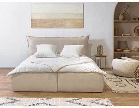 Letto matrimoniale imbottito beige con contenitore con griglia 180x200 cm Jade - Bobochic Paris