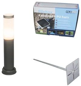 Lampada da esterno a palo antracite 45 cm IP44 - Rox con picchetto da terra e pressacavo