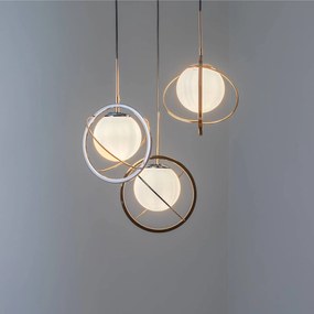 Lucea Lampada a sospensione Cimona, oro/nero perlato, a 3 luci