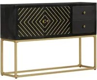 Credenza Nera e Oro 110x30x75 cm in Legno Massello di Mangocod mxl 82358