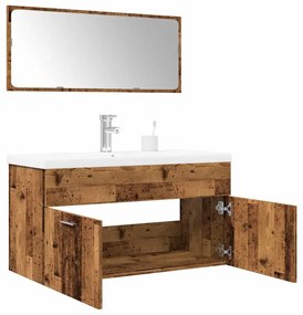 Set Mobili Da Bagno 3 Pz Legno Antico İn Legno Multistrato /