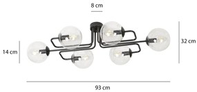 Lampadario da soffitto BRENDI 6 in acciaio e vetro 6xE14