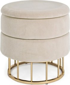 Sgabello Contenitore Pavlina Beige Imbottito in Tessuto effetto Velluto...