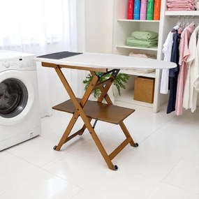 Asse da stiro in legno di faggio richiudibile con ruote - REVI Tabacco