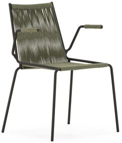 Sedie da pranzo in set verdi in metallo con braccioli/impilabili 2 pz Emily – Marckeric