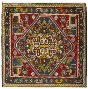 Shiraz Tappeto 60x60 Rosso (Iran) Annodato A Mano