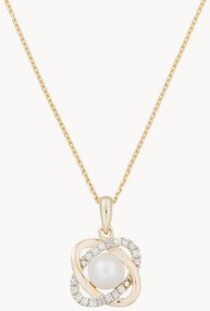 Collana placcata in oro con ciondolo in oro giallo, diamanti e perle Gostivar
