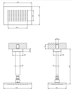 Soffione doccia rettangolare anticalcare a soffitto orientabile cromo rettangolare 20151 gessi