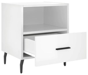 Comodini 2 pz Bianco Lucido 40x35x47,5 cm in Legno Multistrato