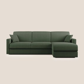 Chris Divano letto angolare con penisola in microfibra smacchiabile T11 Verde 248 cm Sinistro (mat. 120x197)