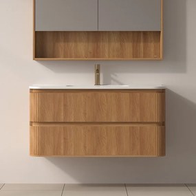 Mobile bagno cannettato 100 cm con lavabo in ceramica | KAM-NORTH-100C - KAMALU