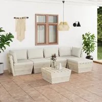 Set Divani da Giardino su Pallet 6 pz con Cuscini Legno Abete cod mxl 44230