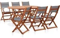 Set Pranzo da Giardino 7 pz Grigio Legno Eucalipto e Textilene 278911