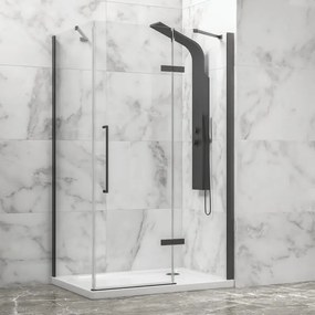 Kamalu - Box doccia 90x90 telaio gun metal porta battente laterale fisso 90cm | KT5000GM
