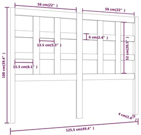 Testiera per Letto Bianca 125,5x4x100 cm Legno Massello di Pino