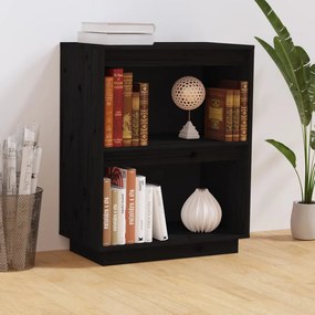 Mobile Consolle Nero 60x34x75 Cm İn Legno Massello Di Pino /