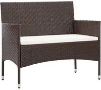 Panchina da Giardino con Cuscino in Polyrattan Marrone 318497