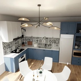 Lampadario a sospensione con supporto rigido LOTUS 6xE14/10W/230V nero/beige