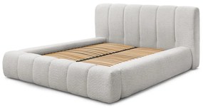 Letto matrimoniale imbottito in grigio chiaro con contenitore con rete inclusa 180x200 cm Denali – Bobochic Paris