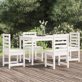 Set Da Pranzo Per Giardino 5pz Bianco İn Legno Massello Di Pino /