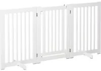 Easycomfort Cancellino per Cani Pieghevole a 3 Pannelli, Porta Centrale con Blocco, Struttura in MDF, 155x76cm Bianco