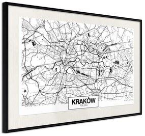 Poster  City Map: Cracow  Cornice Quadri Cornice nera con pass-partout, Larghezza x Altezza Home decor 90x60