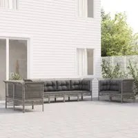 Set Divani da Giardino 8 pz con Cuscini in Polyrattan Grigiocod mxl 100648