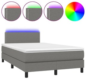 Letto a molle materasso e led grigio scuro 120x200cm in tessuto