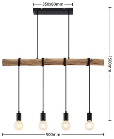 Lindby Ferris lampada sospensione di legno, 4 luci