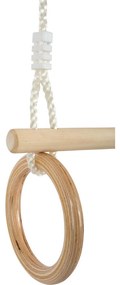 Trapezio di legno con anelli ginnici 2in1
