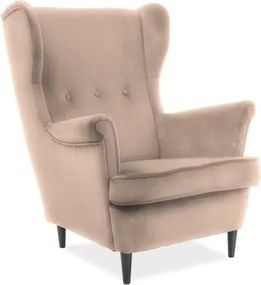 Poltrona Lord in velluto beige - Blu28/wenge