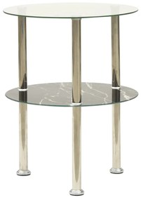 322789  2-tier side table transparent &amp; black 38 cm tempered glass