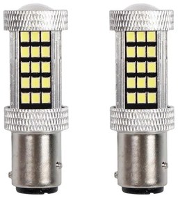 2pz Lampada Led BAZ15D S25 P21/5W 66 SMD 2835 12V 24V 300lm 4W/1.5W Doppio Filamento Luce 360 Bianco Piedi Sfalsati 55mm