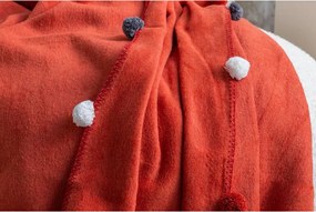 Copriletto color mattone in vello 150x200 cm Pom Pom – Mijolnir