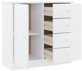 Credenza alta bianca 77x35x73 cm in legno massello di pino