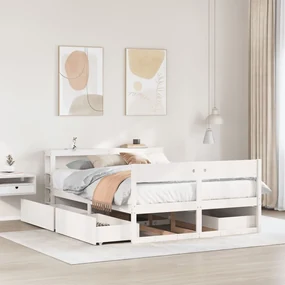Letto Senza Materasso Bianco 160x200 Cm Legno Massello Di Pino /