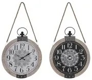 Orologio da Tavolo DKD Home Decor 40 x 6,5 x 46 cm Nero Bianco Ferro Mandala Legno MDF (2 Unità)