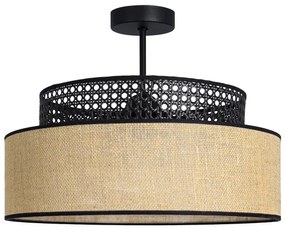 Lampadario a plafone BOHO 1xE27/60W/230V diametro 40 cm nero/rattan