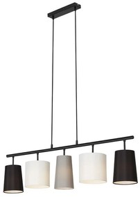 Lampadario Moderno Shades nero paralume multicolore 5x E14 BRILONER