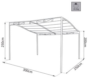 PEGASUS - pergola da giardino addossata in acciaio 3 x 2,5 m