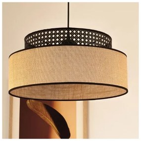 Lampadario a sospensione con filo BOHO 1xE27/60W/230V diametro 40 cm nero/rattan