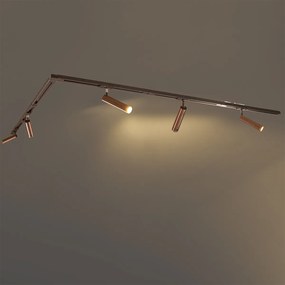 Sistema di illuminazione su binario moderno con 5 faretti bronzo scuro monofase GU10 35 mm - Iconic Jeana Luxe