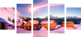 Quadri 5 pezzi – Villaggio montano innevato