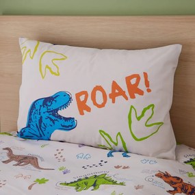 Set copripiumino e federa da bambini blu e beige per letto singolo 135x200 cm Prehistoric Dinosaurs – Catherine Lansfield