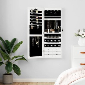 Armadio Portagioie Con Specchio A Muro Bianco 37,5x10x106 Cm /