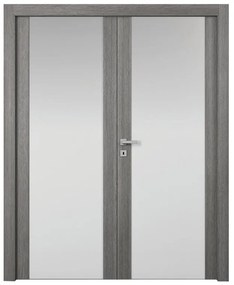 Porta doppia anta battente Starwood Vetrata grigio L 140 x H 210 cm destra