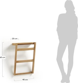 Kave Home - Porta asciugamani da parete Kuveni in legno massiccio di teca 40 x 63 cm