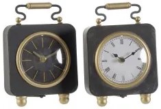 Orologio da Tavolo DKD Home Decor Nero Argentato PVC Metallo Plastica 14,5 x 5 x 21 cm (2 Unità)