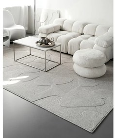 Tappeto in lana grigio chiaro 133x190 cm Morphic Botanica - Agnella