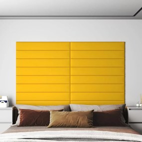 Pannelli Murali 12 Pz Gialli 90x15 Cm Velluto 1,62 M² /